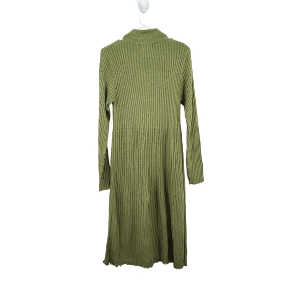 April Cornell Women's Wool Blend Ribbed Button Front Midi Sweater Dress - M - Picture 5 of 5